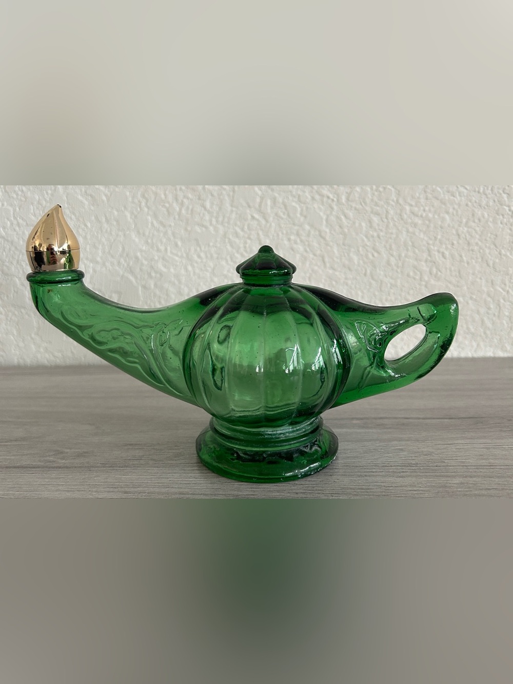 Avon Aladdin's Lamp Green Glass Decanter Bottle 1970s